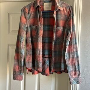 We The Free Pink and Blue Plaid Shirt